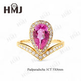 Crown Ring 5X8mm Pear Lab Grown Ruby Sapphire Zambian Padparadscha 925 Silver Ring for Women Man Engagement Christmas Party Gift