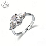 4ct Moissanite Ring Oval Pear Cut D Color VVS1 Clarity 925 Sterling Silver Plated with 18K Gold Classical Wedding High Quality