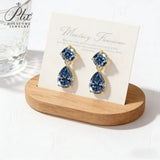 Moissanite Earrings Round+Pear Cut Four Colors D White Black Vivid Blue White/Yellow Gold Mixed Shape Studs Fine Jewelry Gift