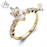 2ct Moissanite Ring Marquise GRA Certificate D VVS1 925 Sterling Silver Hypoallergenic Fade‑Resistant Wedding Anniversary Jewelry for Women