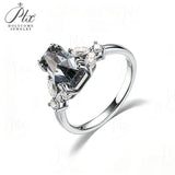 Engagement Ring Salt and Pepper Moissanite Diamond Pear Cut 925 Sterling Silver Plated with 18k Gold Wedding Jewelry Vintage