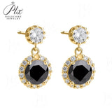 Moissanite Earrings Round Cut 2ct D/Black/Champagne/Green Color VVS1 925 Sterling Silver GRA Certified Factory Direct Supply Ideal Gift