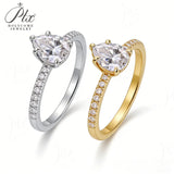 1ct Moissanite Ring D Color VVS1 Clarity Pear Cut S925 Sterling Silver Classic Bridal Ring For Women Wedding Proposal