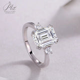 Moissanite Ring Emerald Cut D Color S925 with GRA Certification High-End Jewelry Design Suitable for Anniversary Gifts