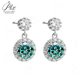 Moissanite Earrings Round Cut 2ct D/Black/Champagne/Green Color VVS1 925 Sterling Silver GRA Certified Factory Direct Supply Ideal Gift