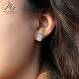 Trendy Moissanite/CZ Stud Earrings 925 Sterling Silver Crushed Ice Cut Cushion 8x10mm for Ladies Lightweight & Comfortable