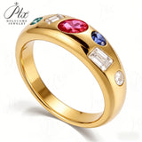 Moissanite Ring For Women Party Trend Fashion Sleek Colorful Glittering Essentials Fine Jewelry New Year present