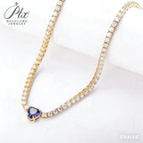 Lab-Grown Gemstone and Moissanite Tennis Chain 16-20 Inches GRA/AGL Certified S925 Multi Color High-End Jewelry Ideal Gift