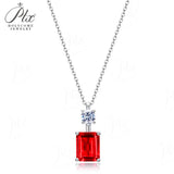 1.5/2ct Emerald Cut Lab Grown Columbia Emerald Ruby Necklace White Gold Fine Jewelry Pendant for Wedding Gift