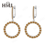 Hoop Earrings 2.6CT D White/Black/Champagne/Vivid blue Round Moissanite S925 Silver Plated for Fishion Party Gift Hypoallergenic