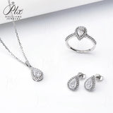 Jewelry Set Moissanite Jewelry Set Pear-shaped It Includes Ring Necklace & Earrings Suitable for Weddings and Ideal As A Gift