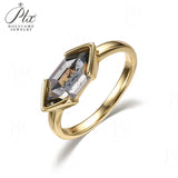 Engagement Ring Salt and Pepper Moissanite Diamond Pear Cut 925 Sterling Silver Plated with 18k Gold Wedding Jewelry Vintage