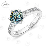 Moissanite Ring 6 Claws Silver Ring 12 Colors Round 1CT 925 Sterling Sliver Fine Jewelry Birth Stones Wedding Gift Jewel Ring