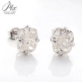 Trendy Moissanite/CZ Stud Earrings 925 Sterling Silver Crushed Ice Cut Cushion 8x10mm for Ladies Lightweight & Comfortable