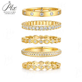 Moissanite Ring Set D Color VVS1 S925 Sterling Silver Round Cut  For Women Fine Jewelry Anniversary Wedding Band Yellow Gold