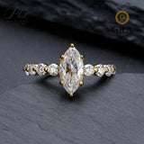 2ct Moissanite Ring Marquise GRA Certificate D VVS1 925 Sterling Silver Hypoallergenic Fade‑Resistant Wedding Anniversary Jewelry for Women
