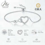 3mm Moissanite Heart Bracelet GRA Certified 925 Sterling Silver Hypoallergenic Daily Versatile Niche Light Luxury Women Wrist Chain