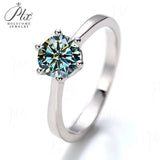 Moissanite Ring 12 Colors Round 1CT 925 Sliver Fine Jewelry Birth Stones Wedding Gift Women Jewel Ring Silver Ring
