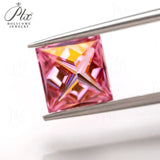 Moissanite Plating Princess Cut Golden Yellow/Sakura Pink VVS1 Brilliant Loose Gemstones for Custom Rings & Fine Jewelry Making