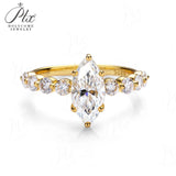 2ct Moissanite Ring Marquise GRA Certificate D VVS1 925 Sterling Silver Hypoallergenic Fade‑Resistant Wedding Anniversary Jewelry for Women