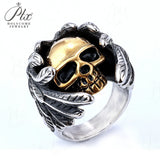 Men’s Punk Skull Rings Stainless Steel Multi-Style Hip-Hop Biker Fashion Jewelry Personality Rock Ring Party Charm Gift
