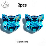 7x7mm Lucky Cat Cut Golden/White/Purple/Pink/Green/Ice Blue/Yellow Colors Cubic Zirconia Gemstones for Jewelry Making DIY Gift