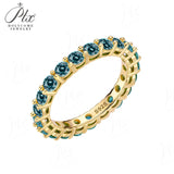 Gemstone & Moissanite  Pave Ring 925 Silver Dainty Colorful Band for Women Anniversary / Birthday Fine Jewelry Gift