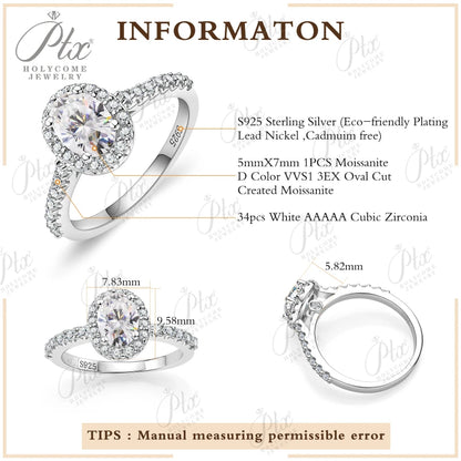 Moissanite Rings 1ct 100% S925 Sterling Silver VVS1 Trillion Heart Multi-Shape  K D Wedding Bridal Anniversary Gift Women Charms