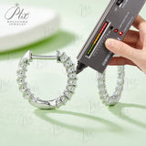 1.98g 2.2MM D Color Double Row Moissanite Earring 925 Sterling Sliver Plated White/Rose Gold Hoop Earrings Women Wedding Jewelry