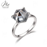 Engagement Ring Salt and Pepper Moissanite Diamond Pear Cut 925 Sterling Silver Plated with 18k Gold Wedding Jewelry Vintage