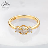 Moissanite Ring Oval Round Cut D Color VVS1 Clarity 925 Sterling Silver Plated with 18K Gold Birthday Gift Jewelry for Woman