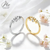 5A Cubic Zirconia Ring Heart VVS1 Clarity 925 Sterling Silver Anti-fade Ideal Gift Fashion Ornament for Female Hypoallergenic