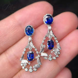 Ruby Sapphire Earrings Lab Grown Gemstones Oval Shape 925 Sterling Silver with Certificate Vintage Style Ornate Wedding Charms