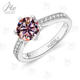 Moissanite Ring 6 Claws Silver Ring 12 Colors Round 1CT 925 Sterling Sliver Fine Jewelry Birth Stones Wedding Gift Jewel Ring