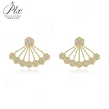 Moissanite Stud Earrings Geometric Vintage Fan Shape Hexagon D Color VVS1 925 Sterling Silver Women Wedding Fine Jewelry Gift