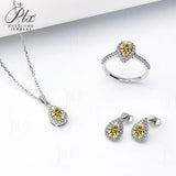 Jewelry Set Moissanite Jewelry Set Pear-shaped It Includes Ring Necklace & Earrings Suitable for Weddings and Ideal As A Gift
