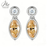 Moissanite Marquise Round Cut Earrings Champagne Black White with GRA Certificate Versatile Style Ideal Gift for All Occasions