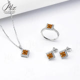 Jewelry Set Moissanite Jewelry Set Princess Cut It Includes Ring Necklace & Earrings Suitable for Weddings and Ideal As A Gift
