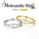 0.5ct Moissanite Rings Oval GRA Certified D Color VVS1 925 Sterling Silver Non‑Fade Ideal Gift Anniversary Ring for Her