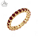 Gemstone & Moissanite  Pave Ring 925 Silver Dainty Colorful Band for Women Anniversary / Birthday Fine Jewelry Gift