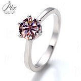 Moissanite Ring 12 Colors Round 1CT 925 Sliver Fine Jewelry Birth Stones Wedding Gift Women Jewel Ring Silver Ring