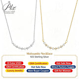Moissanite Necklace Round Marquise Excellent Cut 925 Sterling Silver D Color GRA Certified Hypoallergenic Office Wear Jewelry