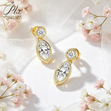 Moissanite Marquise Round Cut Earrings Champagne Black White with GRA Certificate Versatile Style Ideal Gift for All Occasions