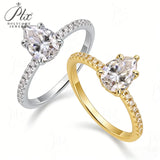 1ct Moissanite Ring D Color VVS1 Clarity Pear Cut S925 Sterling Silver Classic Bridal Ring For Women Wedding Proposal