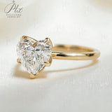 Heart Ring Pendant Necklace 5Prongs 10k 14k 18k Gold Moissanite Diamond Engagement Proposal Wedding Band Certificate Charms