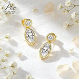 Moissanite Marquise Round Cut Earrings Champagne Black White with GRA Certificate Versatile Style Ideal Gift for All Occasions