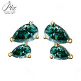 Total 3ct Moissanite Earrings Pear Cut D Color VVS1 925 Sterling Silver GRA Certified Hypoallergenic Non‑Fading Office Wear