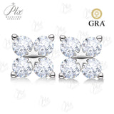 Lustrous Sterling Silver Four Leaf Clover Moissanite Stud Earrings