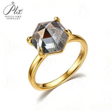 Engagement Ring Salt and Pepper Moissanite Diamond Pear Cut 925 Sterling Silver Plated with 18k Gold Wedding Jewelry Vintage