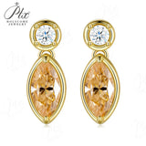 Moissanite Marquise Round Cut Earrings Champagne Black White with GRA Certificate Versatile Style Ideal Gift for All Occasions